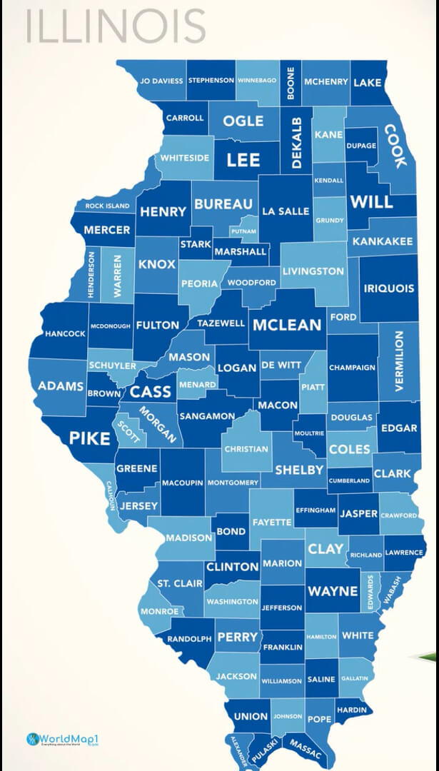 Counties Map in Illinois